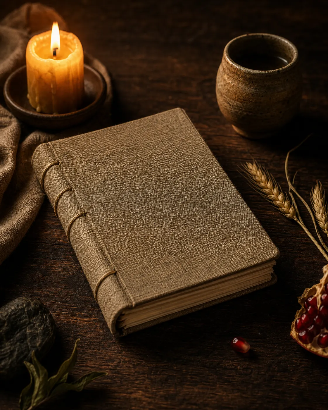 The Anabasis, a linen-bound guidebook resting on dark wood